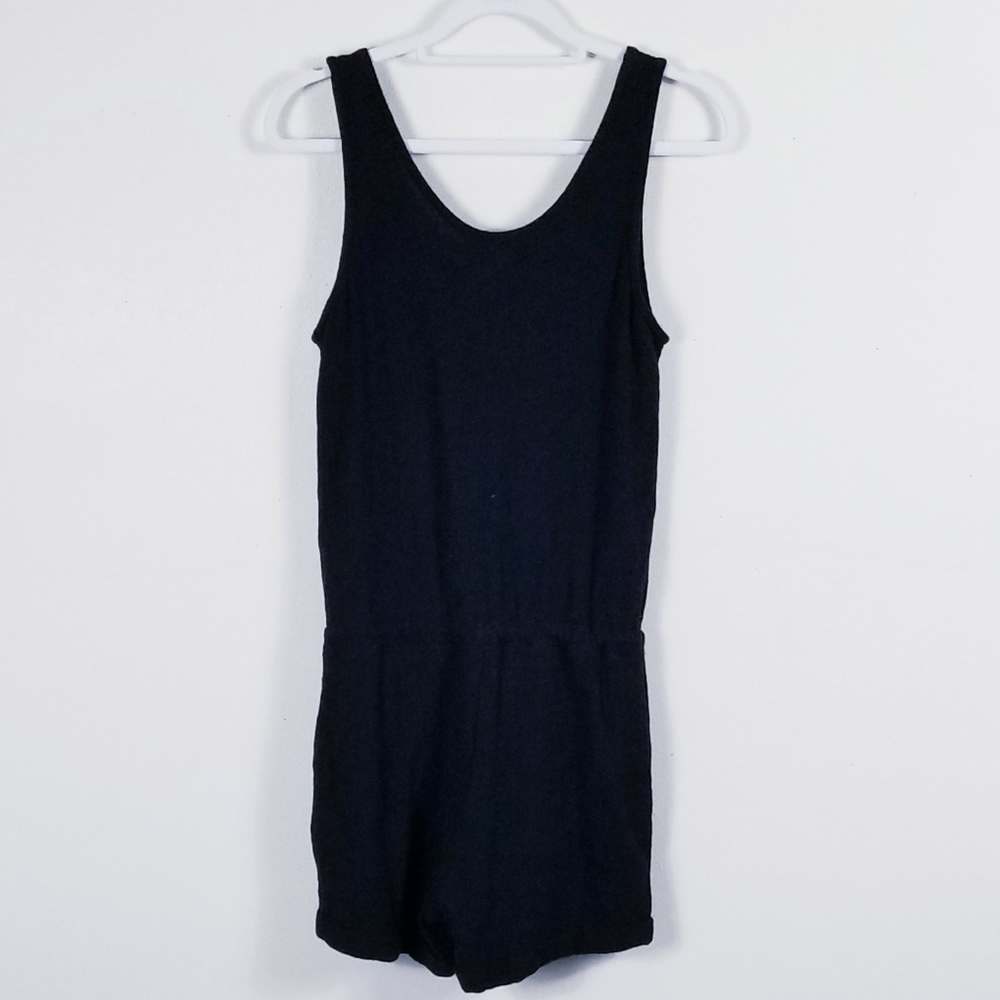 Madewell Button Down Drawstring Black Romper! - image 5